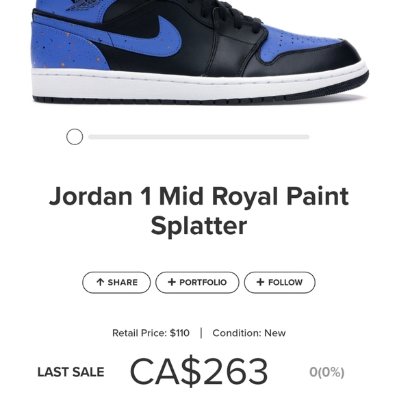Looking to trade jordan 1 mid royal paint splatter - Picture 1 of 7